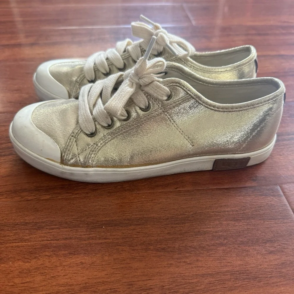 Ugg Mikki Canvas Trainers Sparkling Sterling Gold Youth Size 5 Womens Sz 6.5